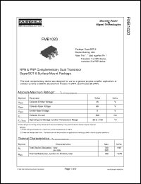 FMB1020 datasheet:  NPN & PNP Complementary Dual Transistor [Obsolete] FMB1020