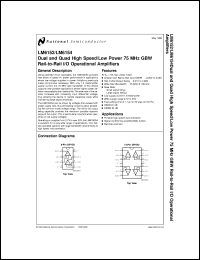 LM6152ACM datasheet: Dual and Quad High Speed/Low Power 75 MHz GBW Rail-to-Rail I/O Operational Amplifiers LM6152ACM