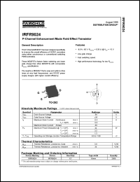 IRFR9024 datasheet:  P-Channel Enhancement Mode Field Effect Transistor [Obsolete] IRFR9024
