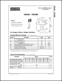 KBU6A datasheet:  6.0 Ampere Silicon Bridge Rectifiers KBU6A