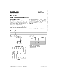 MM74C221N datasheet:  Dual Monostable Multivibrator MM74C221N