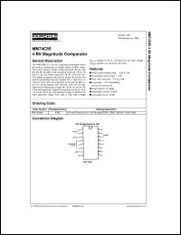 MM74C85N datasheet:  4-Bit Magnitude Comparator MM74C85N