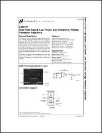 LM6172AMJ-MLS datasheet: Dual High Speed, Low Power, Low Distortion Voltage Feedback Amplifiers LM6172AMJ-MLS