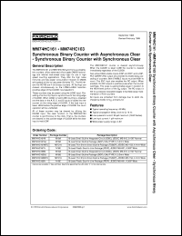 MM74HC161MX datasheet:  Synchronous Binary Counter with Asynchronous Clear MM74HC161MX