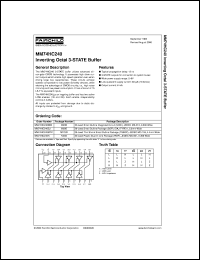 MM74HC240WMX datasheet:  Inverting Octal 3-STATE Buffer MM74HC240WMX