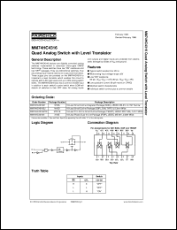 MM74HC4316WMX datasheet:  Quad Analog Switch with Level Translator MM74HC4316WMX