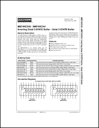 MM74HC540WM datasheet:  Inverting Octal 3-STATE Buffers MM74HC540WM