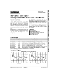 MM74HCT540MTC datasheet:  Inverting Octal 3-STATE Buffer MM74HCT540MTC