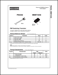 MMBT4258 datasheet:   PNP Switching Transistor [Obsolete] MMBT4258