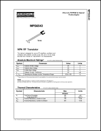 MPS6543 datasheet:   NPN RF Transistor [Obsolete] MPS6543