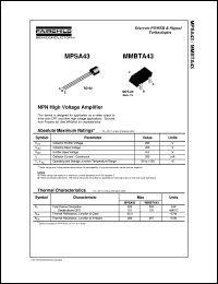 MPSA43 datasheet:  NPN High Voltage Amplifier MPSA43