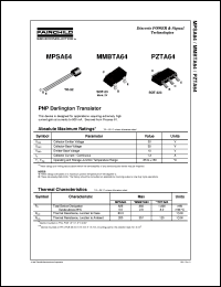 MPSA64 datasheet:  PNP Darlington Transistor MPSA64