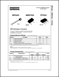 MPSA65 datasheet:  PNP Darlington Transistor MPSA65