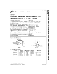 LM7301IM5X datasheet: Low Power, 4 MHz GBW, Rail-to-Rail Input-Output Operational Amplifier in TinyPak Package LM7301IM5X