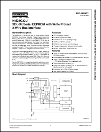 NM24C32ULEM8 datasheet:  32K-Bit Serial EEPROM with Write Protect 2-Wire Bus Interface [Preliminary] NM24C32ULEM8