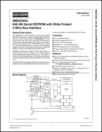 NM24C65UVM8 datasheet:  64K-Bit Serial EEPROM with Write Protect 2-Wire Bus Interface NM24C65UVM8