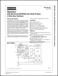 NM24C65UFLEM8X datasheet:  64K-Bit Serial EEPROM with Write Protect 2-Wire Bus Interface NM24C65UFLEM8X