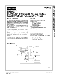 NM24W02M8 datasheet:  2K/4K/8K/16K-Bit Standard 2-Wire Bus Interface Serial EEPROM with Full Array Write Protect [Advanced] NM24W02M8