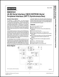 NM25C041LM8X datasheet:  4K-Bit Serial Interface CMOS EEPROM (Serial Peripheral Interface (SPI) Synchronous Bus) NM25C041LM8X