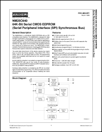 NM25C640LZM8 datasheet:  64K-Bit Serial CMOS EEPROM (Serial Peripheral Interface (SPI) Synchronous Bus) [Advanced] NM25C640LZM8