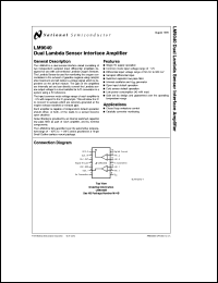 LM9040M datasheet: Dual Lambda Sensor Interface Amplifier LM9040M