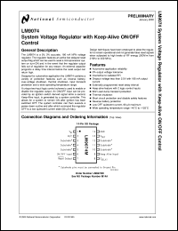 LM9074M datasheet: Low-Dropout System Voltage Regulator with Keep-Alive ON/OFF Control LM9074M