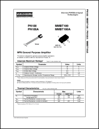 PN100 datasheet:  NPN General Purpose Amplifier PN100