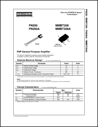 PN200 datasheet:  PNP General Purpose Amplifier PN200