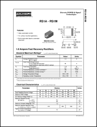 RS1M datasheet:  1.0 Ampere Fast Recovery Rectifiers RS1M