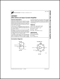 LMC6001AIN datasheet: Ultra Ultra-Low Input Current Amplifier LMC6001AIN