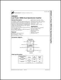 LMC6022IMX datasheet: Low Power CMOS Dual Operational Amplifier LMC6022IMX