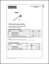 TIS93 datasheet:   PNP General Purpose Amplifier TIS93