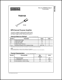 TN3019A datasheet:  NPN General Purpose Amplifier TN3019A