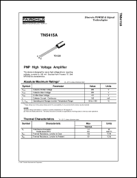 TN5415A datasheet:   PNP High Voltage Amplifier TN5415A