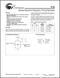 W166 datasheet: Spread Spectrum Frequency Timing Generator W166