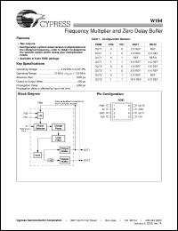 W194-70 datasheet: Frequency Multiplier and Zero Delay Buffer W194-70