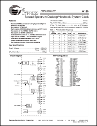 W130H datasheet: Spread Spectrum Desktop / Notebook System Clock W130H