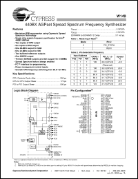 W149H datasheet: 440BX AGPset Spread Spectrum Frequency Synthesizer W149H