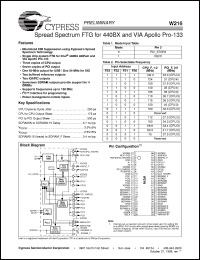 W216H datasheet: Spread Spectrum FTG for 440BX and VIA Apollo Pro-133 W216H