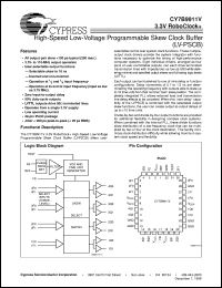 CY7B9911V-5JC datasheet: LOW VOLTAGE PROGRAMMABLE SKEW CLOCK CY7B9911V-5JC