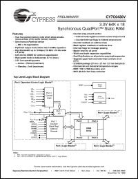CY7C0430V-100BGC datasheet: 64K x 18 QUADPORT STATIC RAM CY7C0430V-100BGC