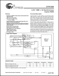 CY7C1324-50AC datasheet: 3.3V 128K x 18 Synchronous Cache RAM CY7C1324-50AC