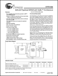 CY7C1334-133AC datasheet: 64Kx32 Pipelined SRAM with NoBL Architecture CY7C1334-133AC