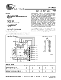 CY7C1399-20VC datasheet: 32K x 8 3.3V Static RAM CY7C1399-20VC