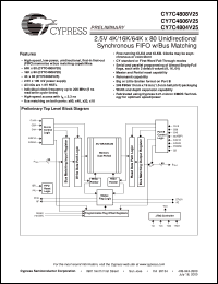 CY7C4804V25-166 datasheet: 4K x 80 Unidirectional Synchronous FIFO CY7C4804V25-166