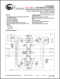 CY7C43642AV-10AC datasheet: 3.3V SYNC X36 BIDIRECTIONAL FIFO CY7C43642AV-10AC