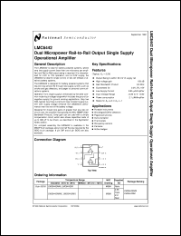 LMC6442AIMM datasheet: Dual Micropower Rail-to-Rail Output Single Supply Operational Amplifier LMC6442AIMM