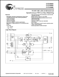 CY7C43663-10AC datasheet: 5V SYNC X36 UNIDIRECTIONAL W/ BUS MATCHING FIFO CY7C43663-10AC