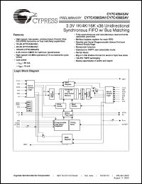 CY7C43683AV-7AC datasheet: 3.3V SYNC X36 UNIDIRECTIONAL W/ BUS MATCHING FIFO CY7C43683AV-7AC