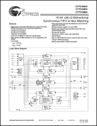 CY7C43664-10AC datasheet: 5V SYNC X36 BIDIRECTIONAL W/ BUS MATCHING FIFO CY7C43664-10AC